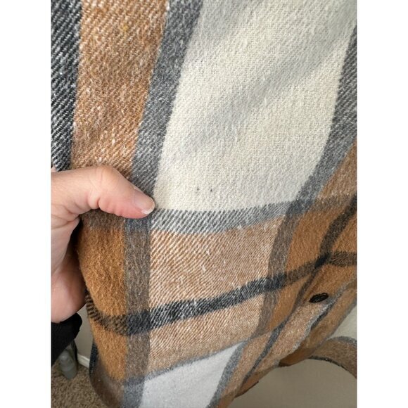 Automet Womens Brown Shacket Medium Plaid collared button up Nylon long sleeve - Picture 4 of 9